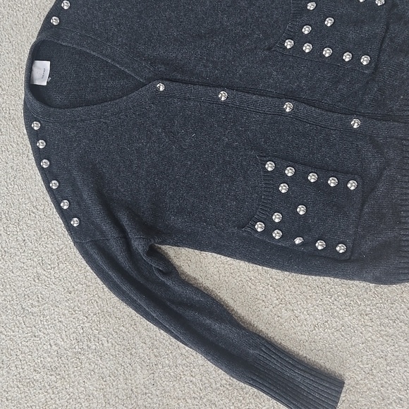 Cinq A Sept Embellished Studded Gray Cardigan Sweater Estimated M/L - Picture 5 of 12